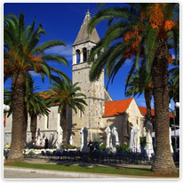 trogir, kroatien, stadt, glockenturm, altstadt